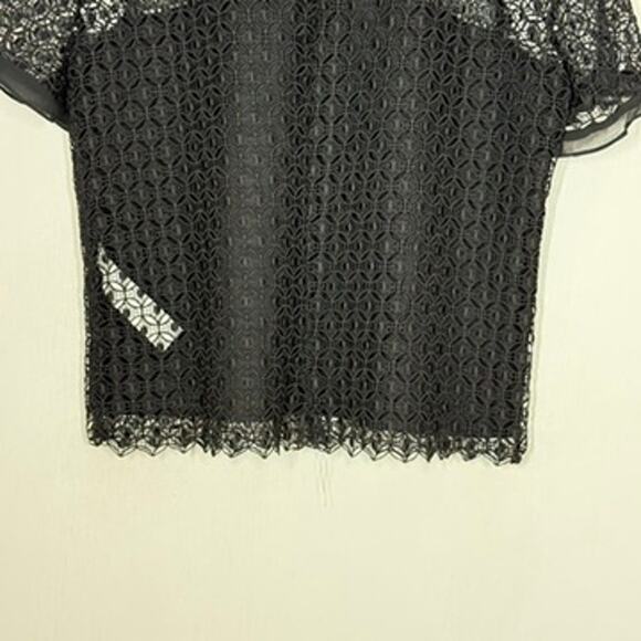 Zara Black Lace Ruffle Blouse Top Wmns L Whimsygoth Lace Dark Academia Twee NWT - Picture 6 of 8